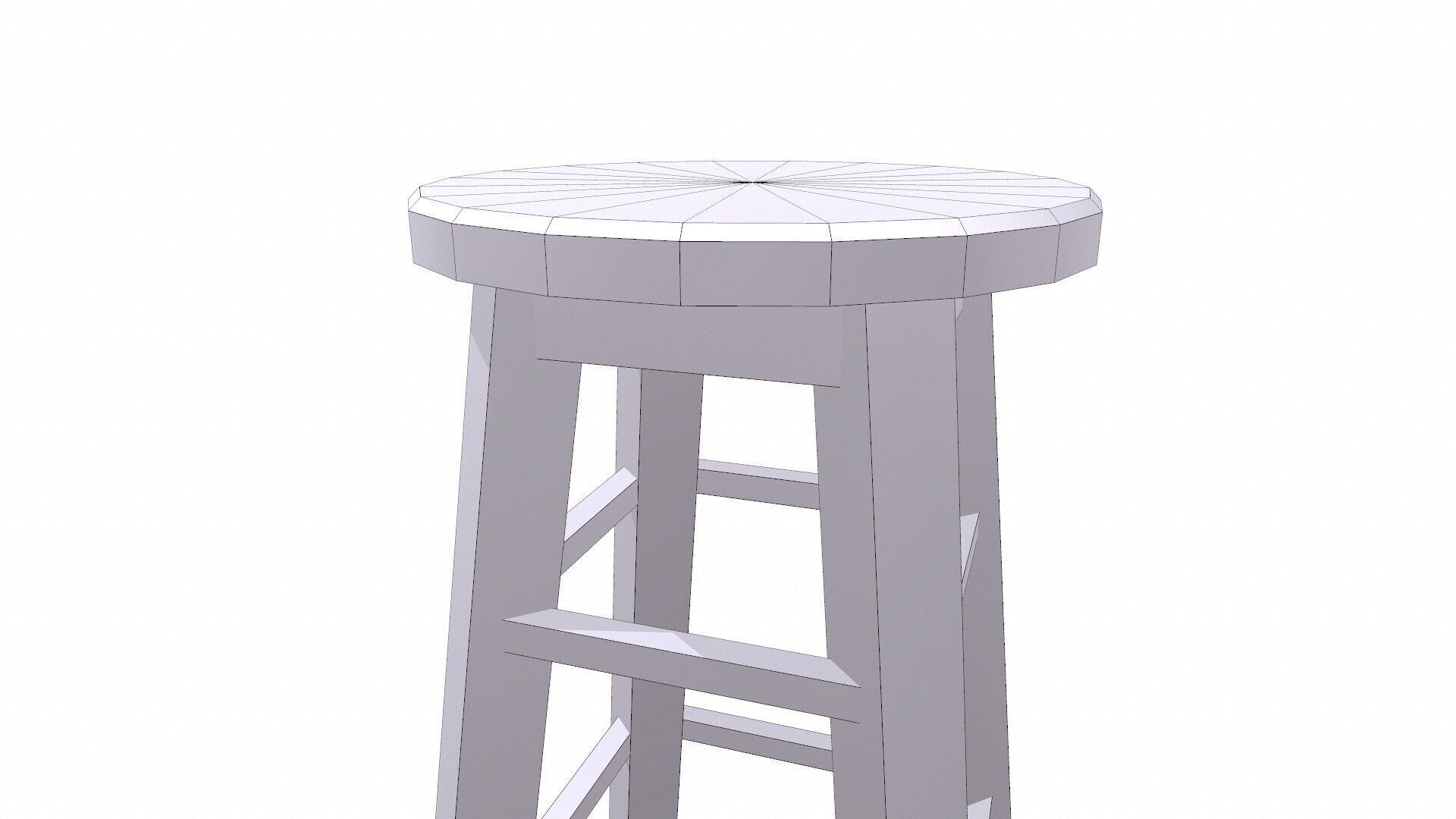 Wooden Stool Low-poly Free low-poly 3D model_7