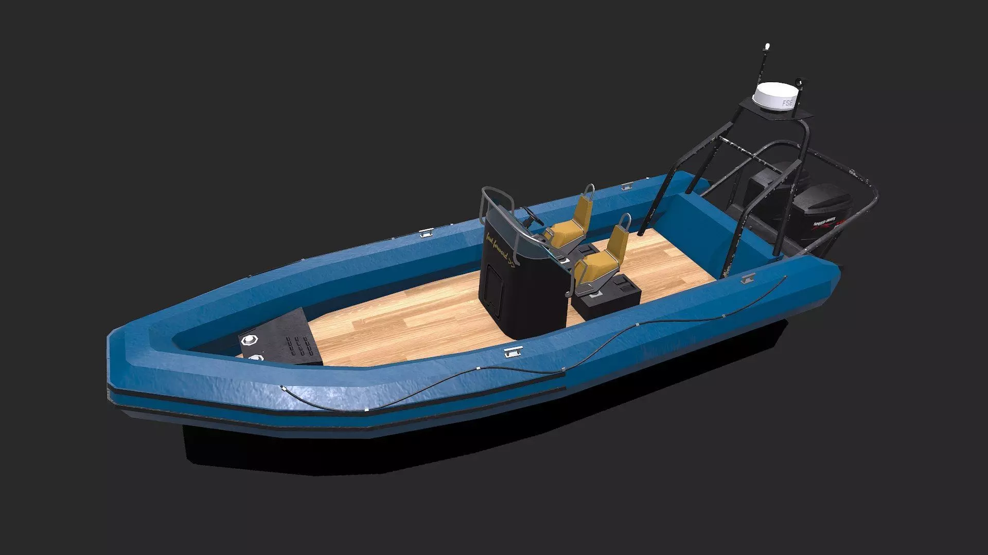 Rigid Inflatable Boat PBR Low-poly 3D model
