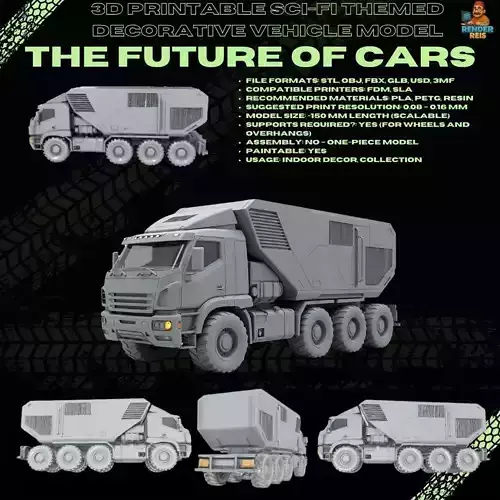 3D Printable Concept Military Transport Truck Model  3D print model