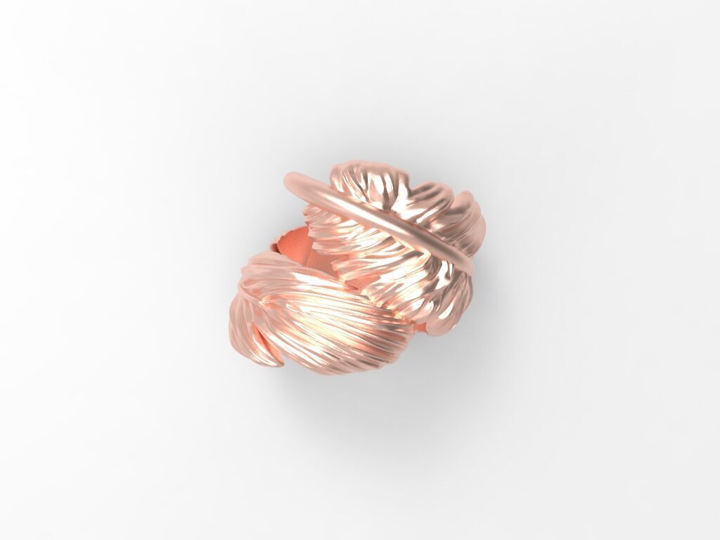 Feather Gold Ring Free 3D print model_3