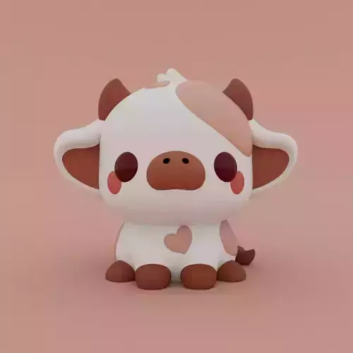 Kawaii Cow - Chocolate 3D print model Kawaii Cow - Chocolate 3D print model