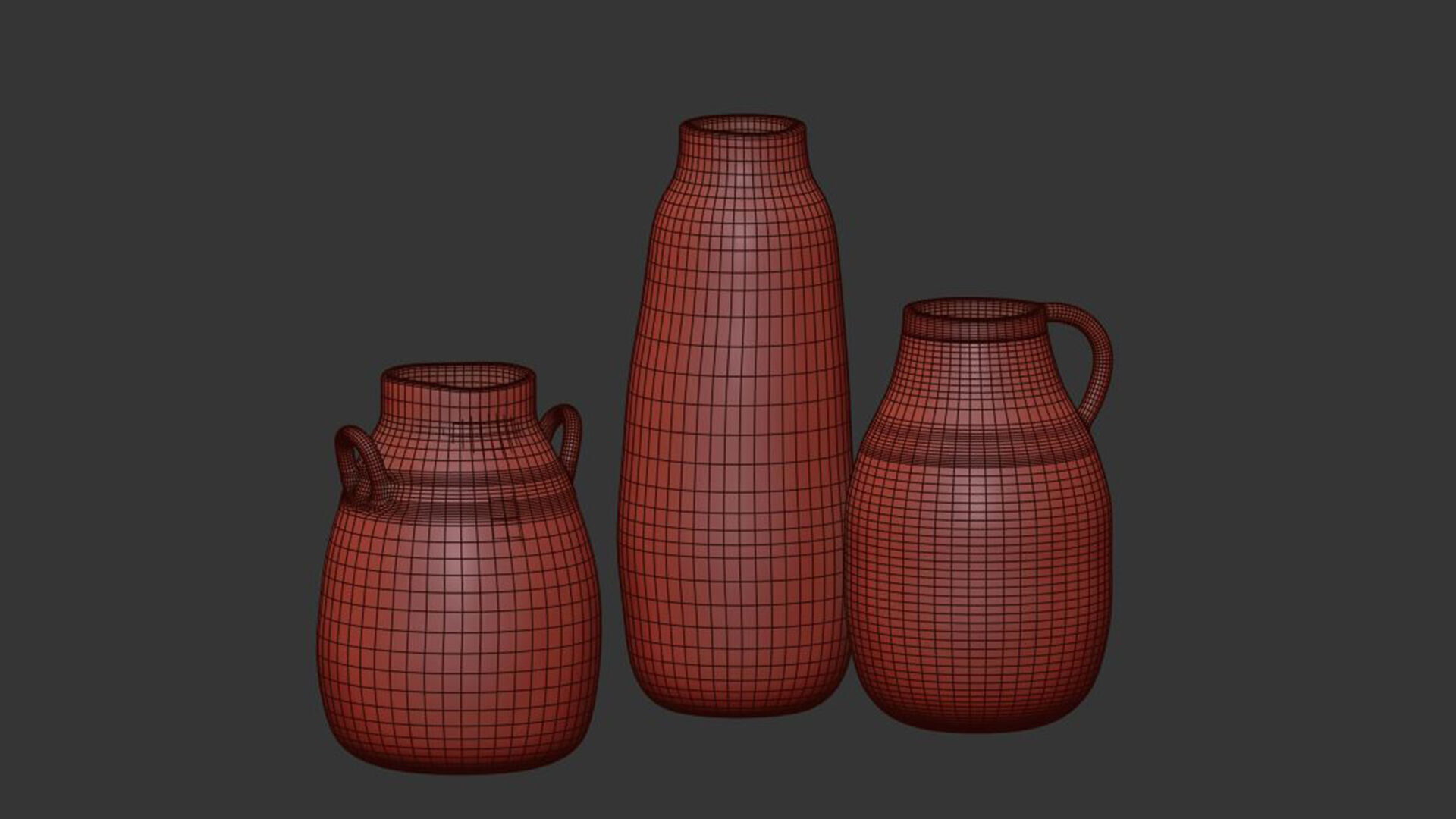 Keshi Vases Set Of 3 3D model_7