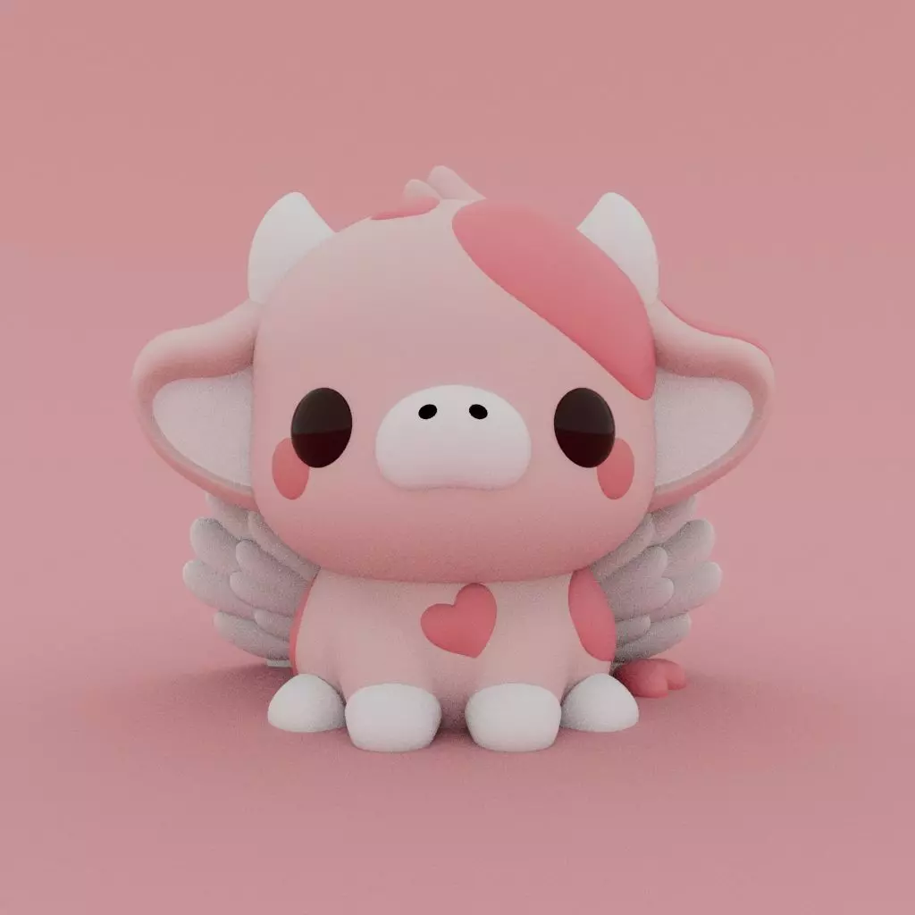 Kawaii Cow - Cupid 3D print model_0