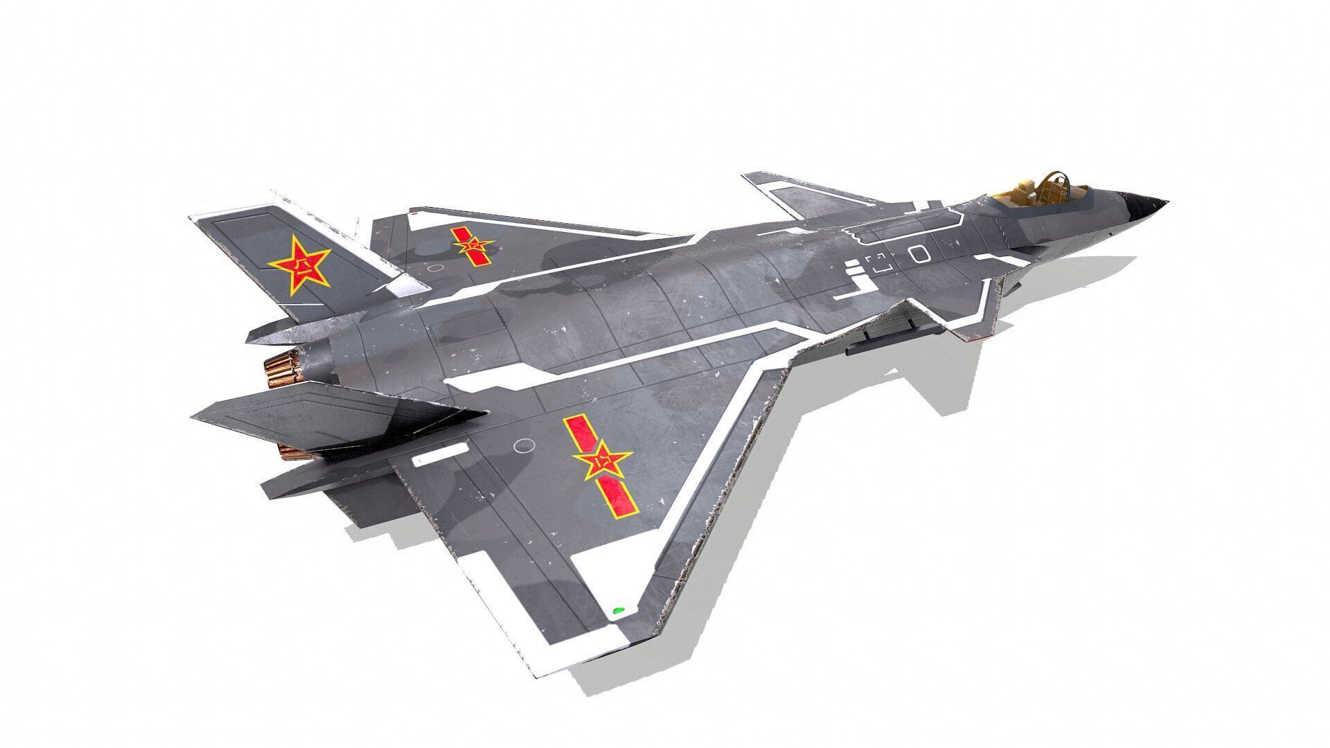 Chengdu J-20 Low-poly PBR Low-poly 3D model_12