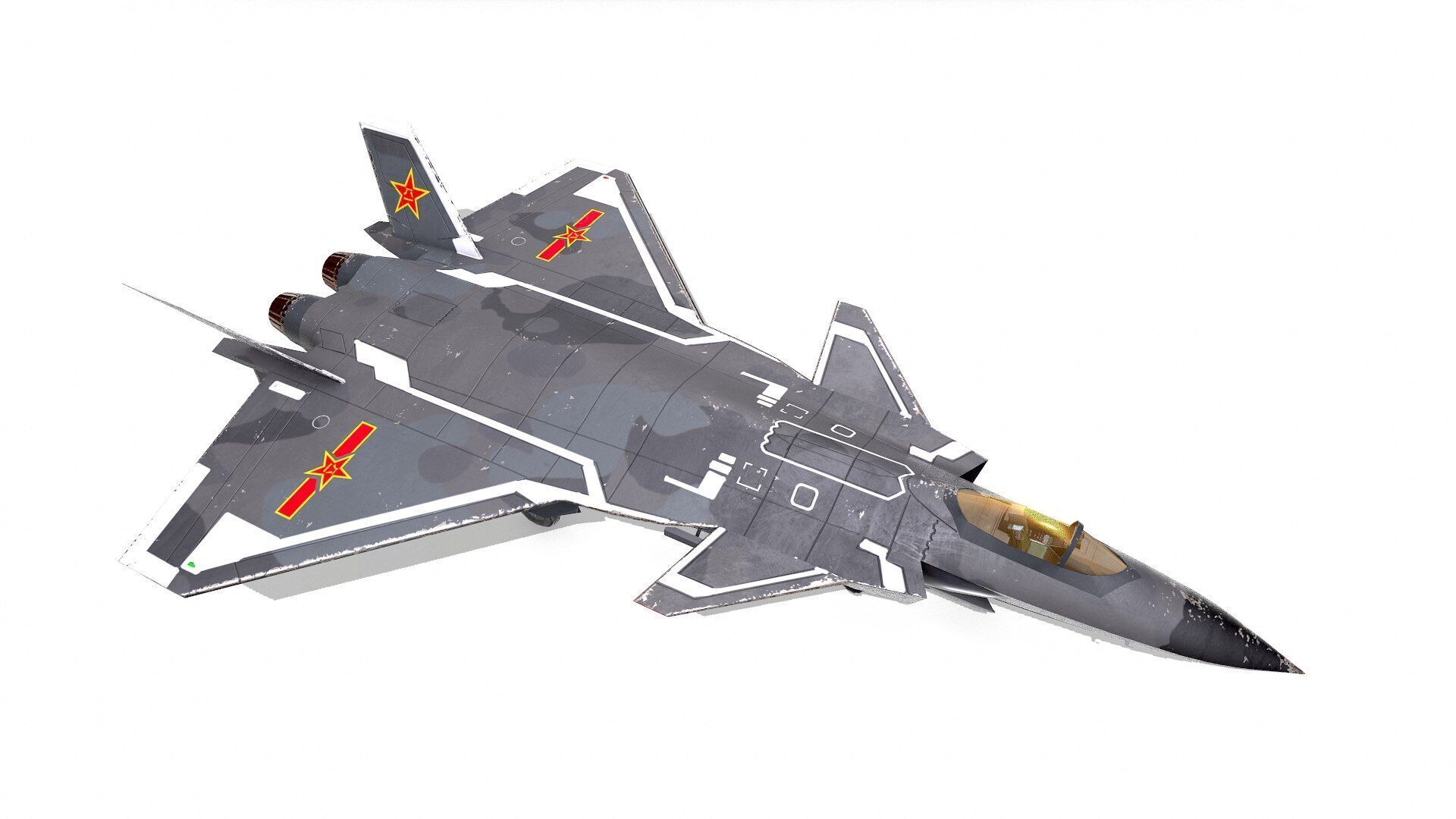 Chengdu J-20 Low-poly PBR Low-poly 3D model_16