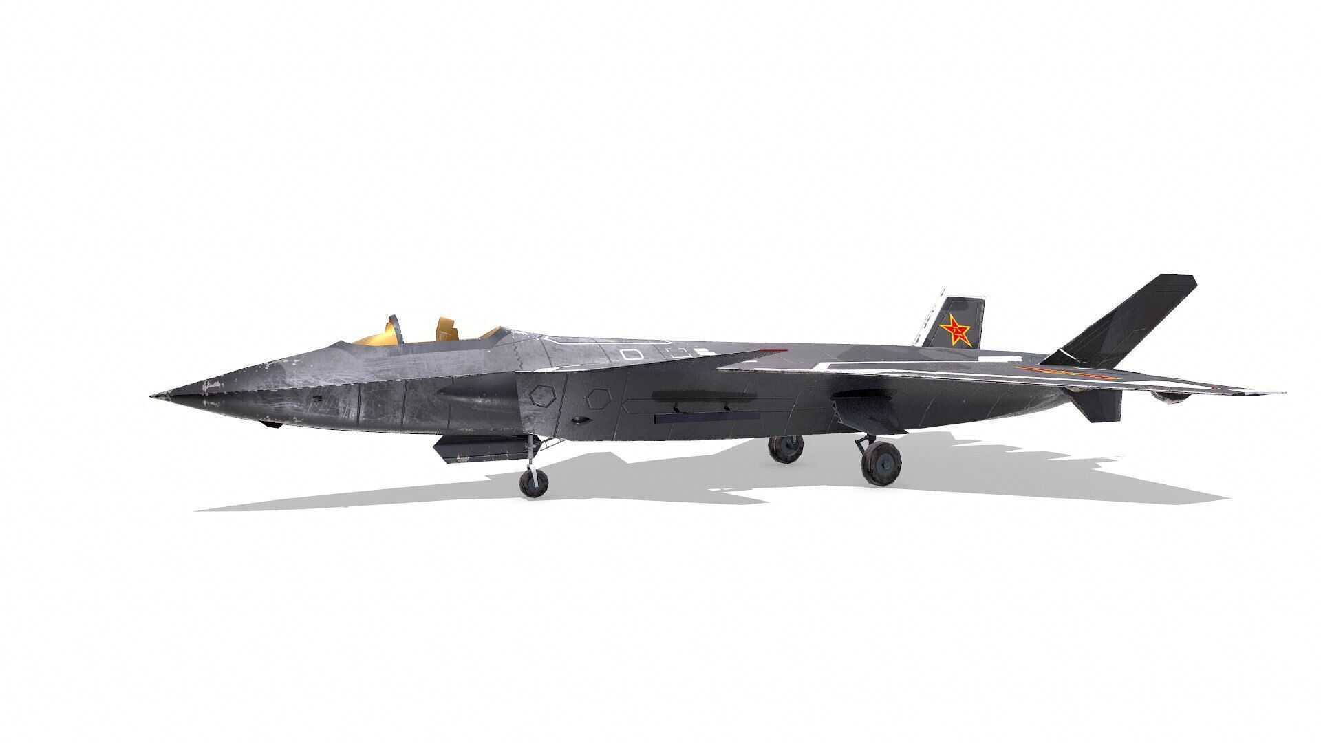 Chengdu J-20 Low-poly PBR Low-poly 3D model_6