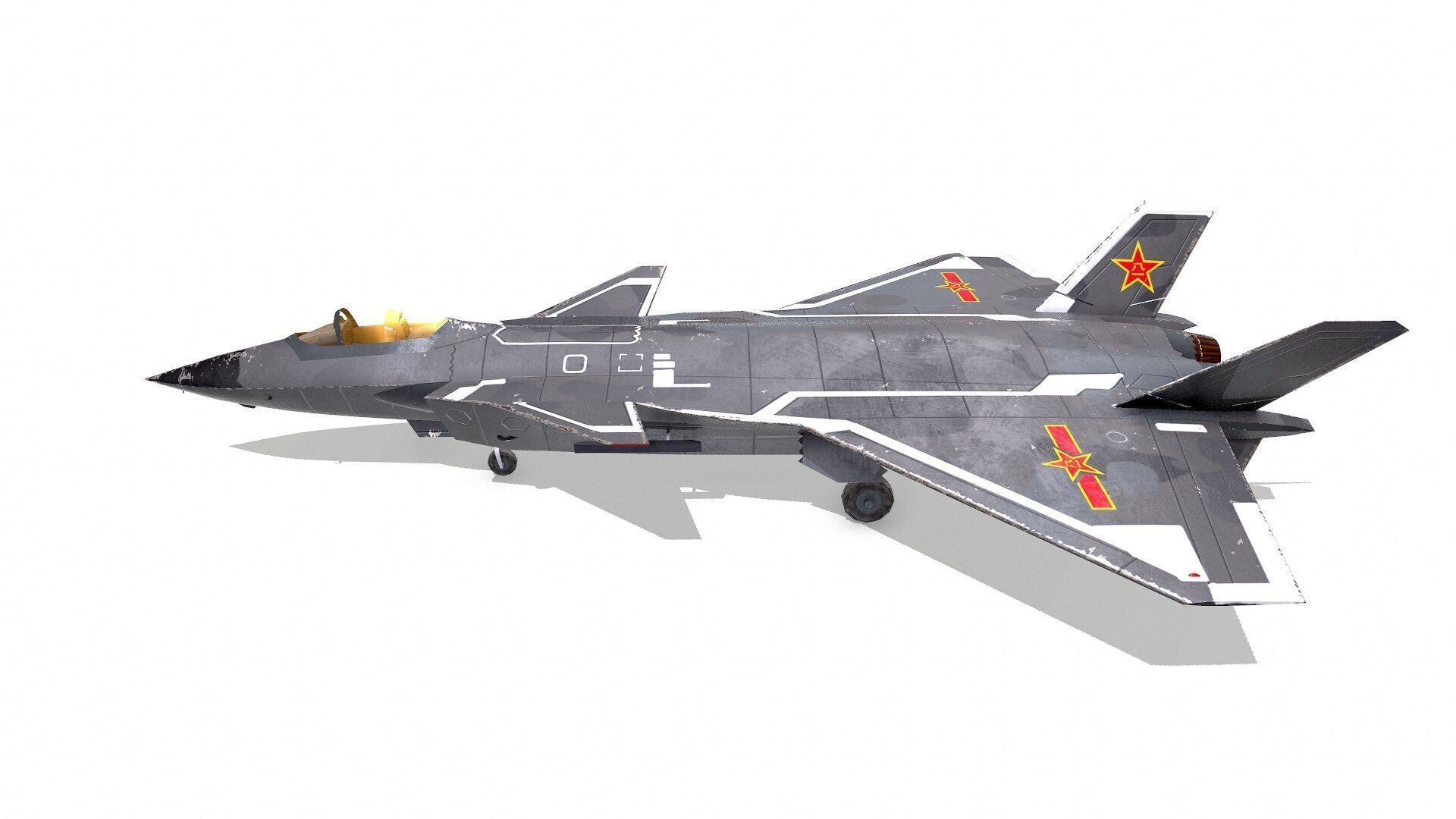 Chengdu J-20 Low-poly PBR Low-poly 3D model_5