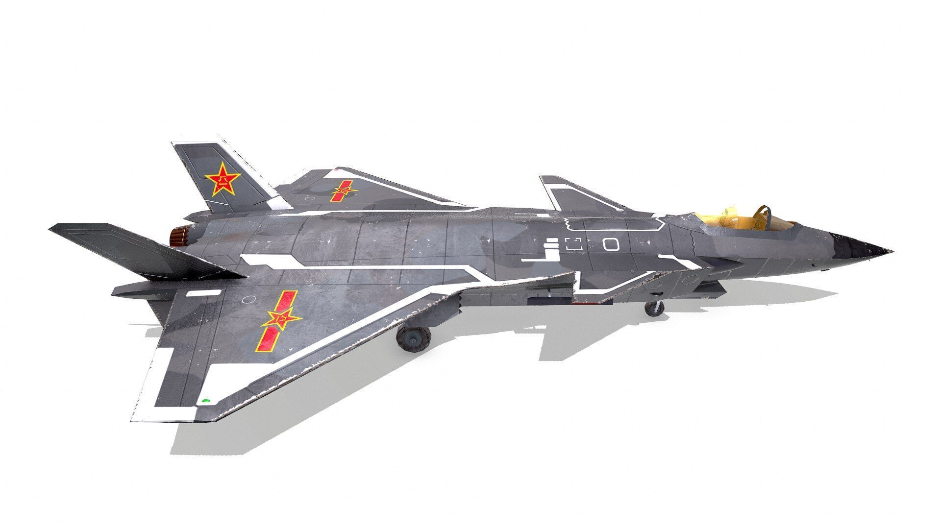 Chengdu J-20 Low-poly PBR Low-poly 3D model_13