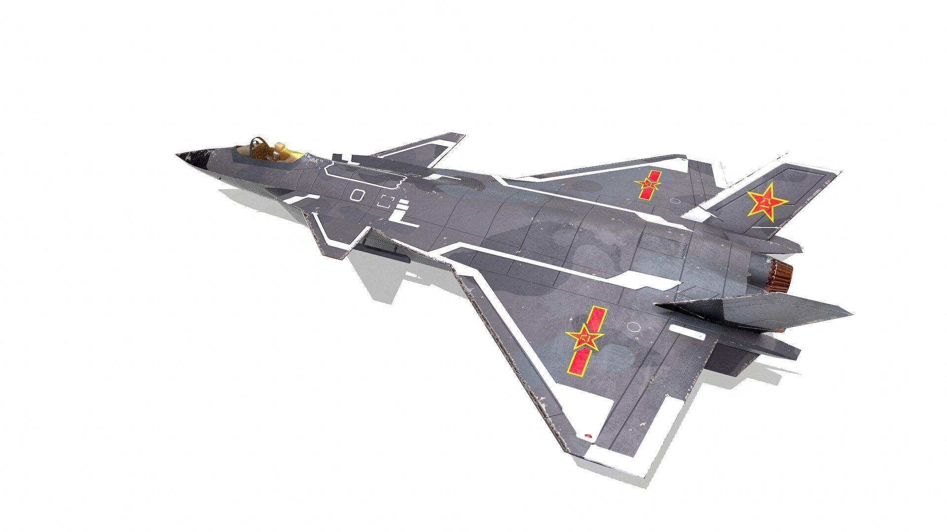 Chengdu J-20 Low-poly PBR Low-poly 3D model_8