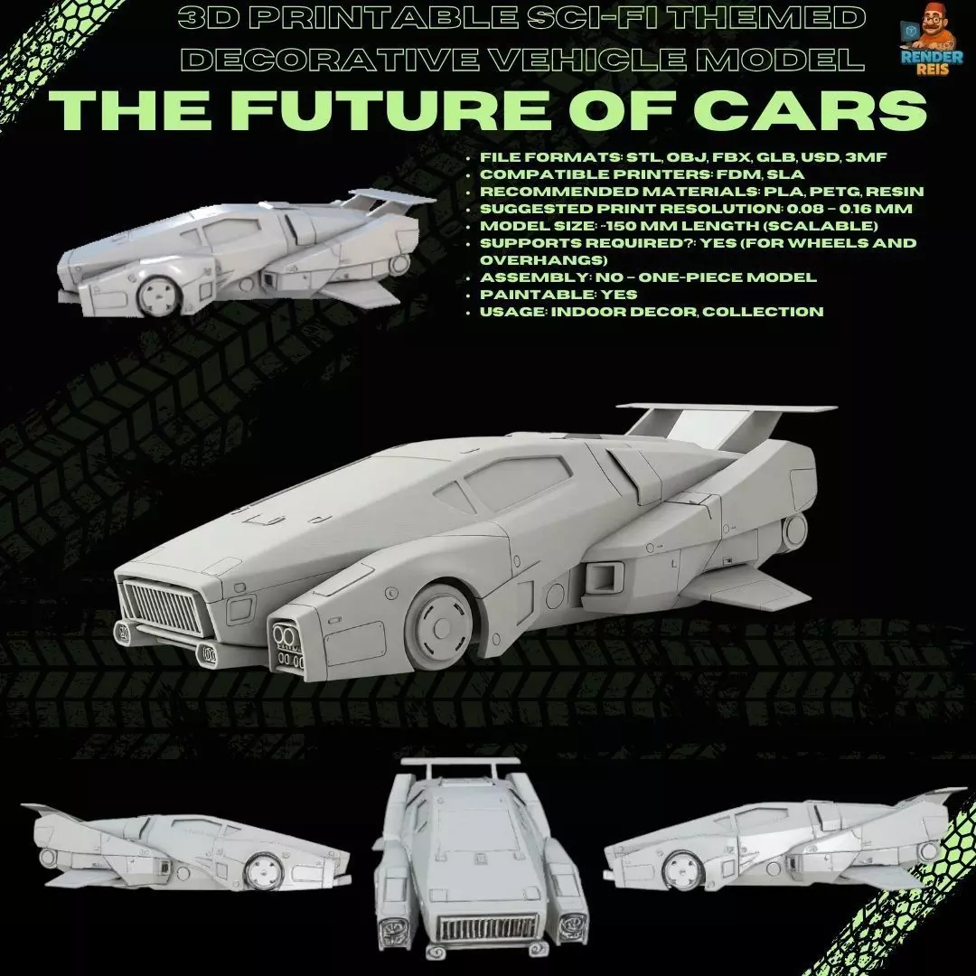 3D Printable Sci Fi Racing Hover Car Model 3D print model