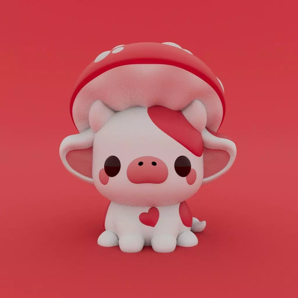 Kawaii Cow - Mushroom 3D print model_0