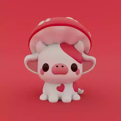 Kawaii Cow - Mushroom 3D print model
