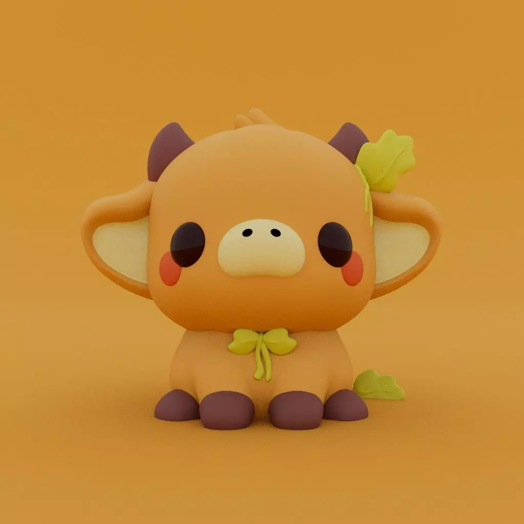 Kawaii Cow - Pumpkin 3D print model_0