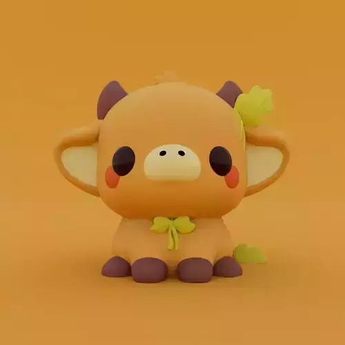 Kawaii Cow - Pumpkin 3D print model