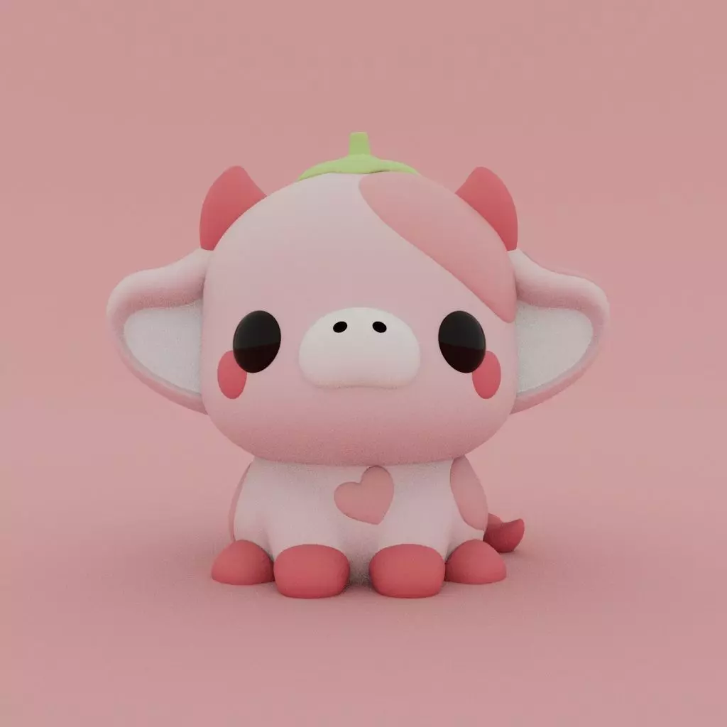 Kawaii Cow - Strawberry 3D print model_0