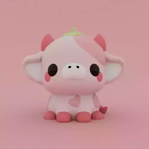Kawaii Cow - Strawberry 3D print model