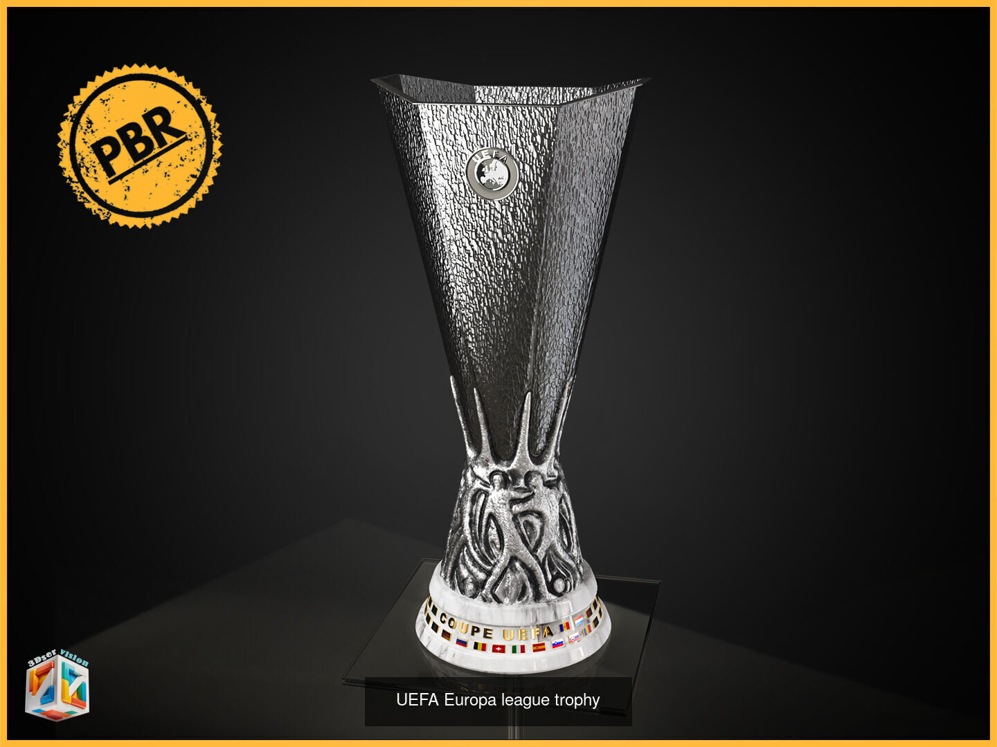 Ultimate Football Trophies Bundle 3D awards - UEFA and AFC Cups 3D Model Collection_7