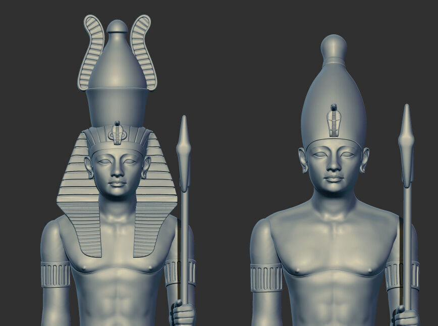 Egyptian Pharaoh statue multi heads Collection 3d model 3D print model_20