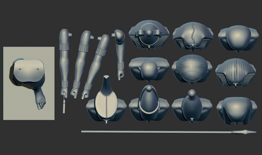 Egyptian Pharaoh statue multi heads Collection 3d model 3D print model_23