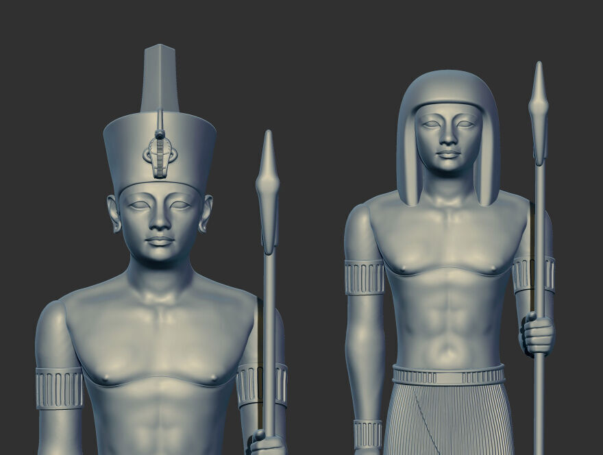 Egyptian Pharaoh statue multi heads Collection 3d model 3D print model_2