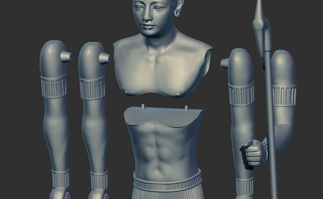 Egyptian Pharaoh statue multi heads Collection 3d model 3D print model_8