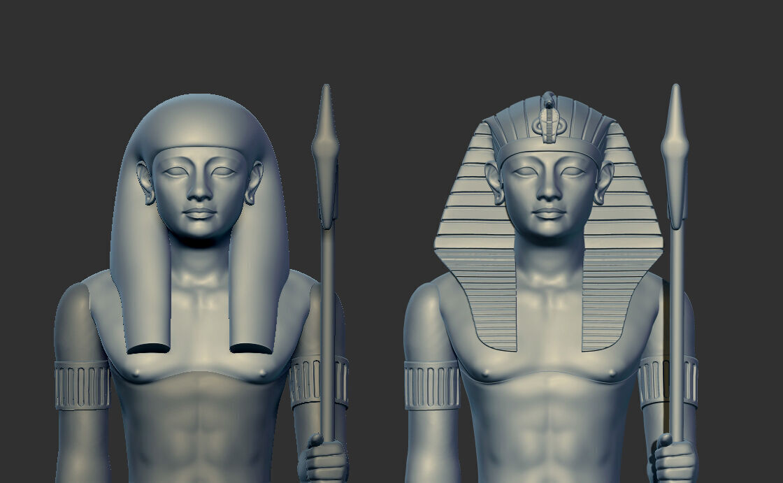 Egyptian Pharaoh statue multi heads Collection 3d model 3D print model_6