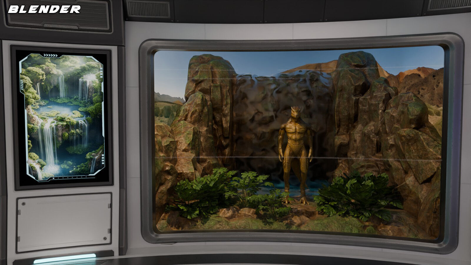 Alien Creature Gallery SciFi Interior Low-poly 3D model_16