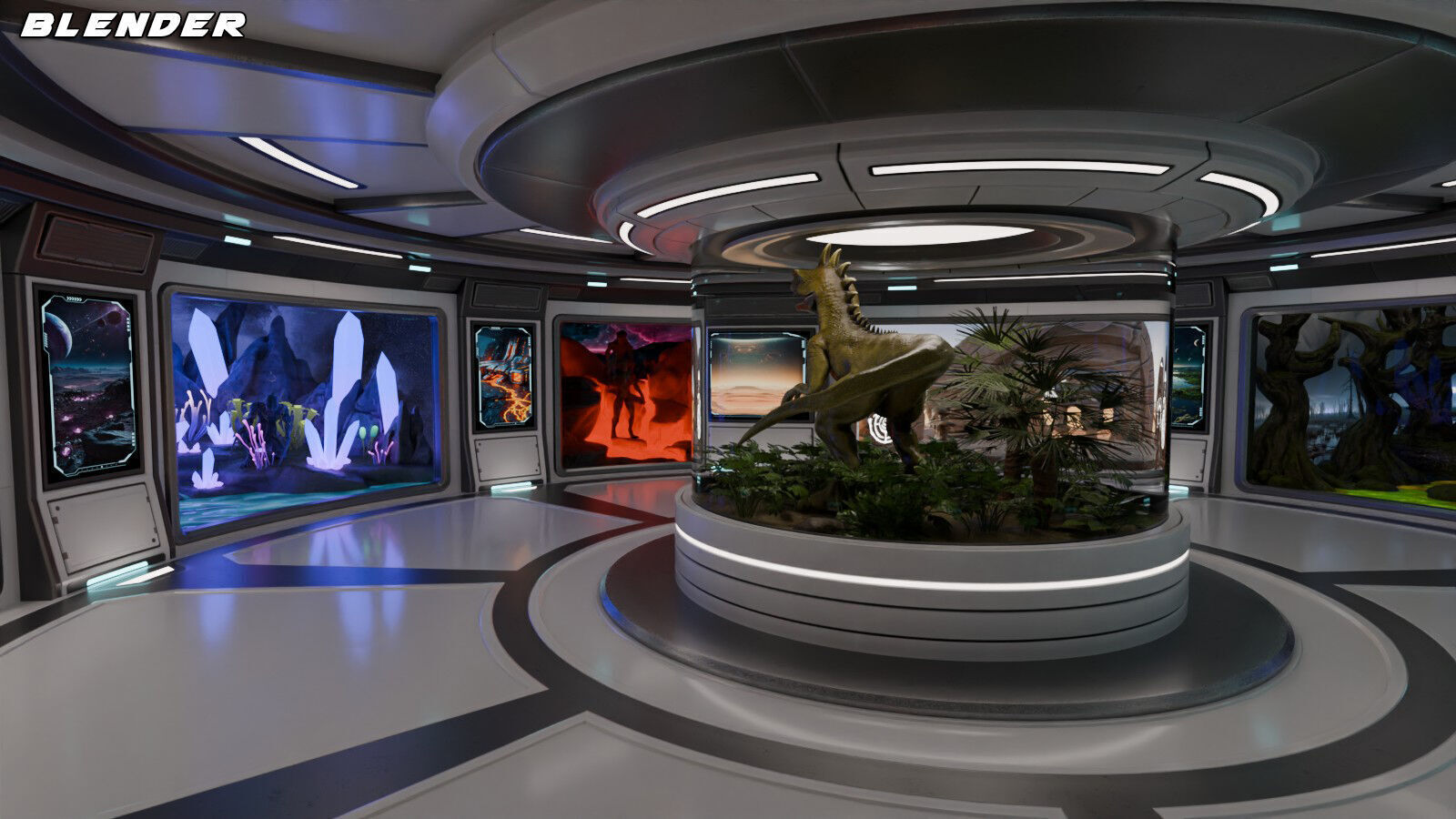 Alien Creature Gallery SciFi Interior Low-poly 3D model_12