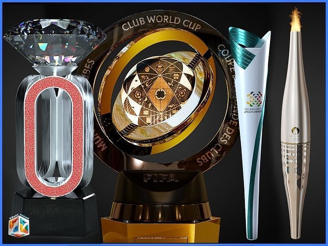 Global Sports Torch and Trophy 3D awards Bundle 3D Model Collection
