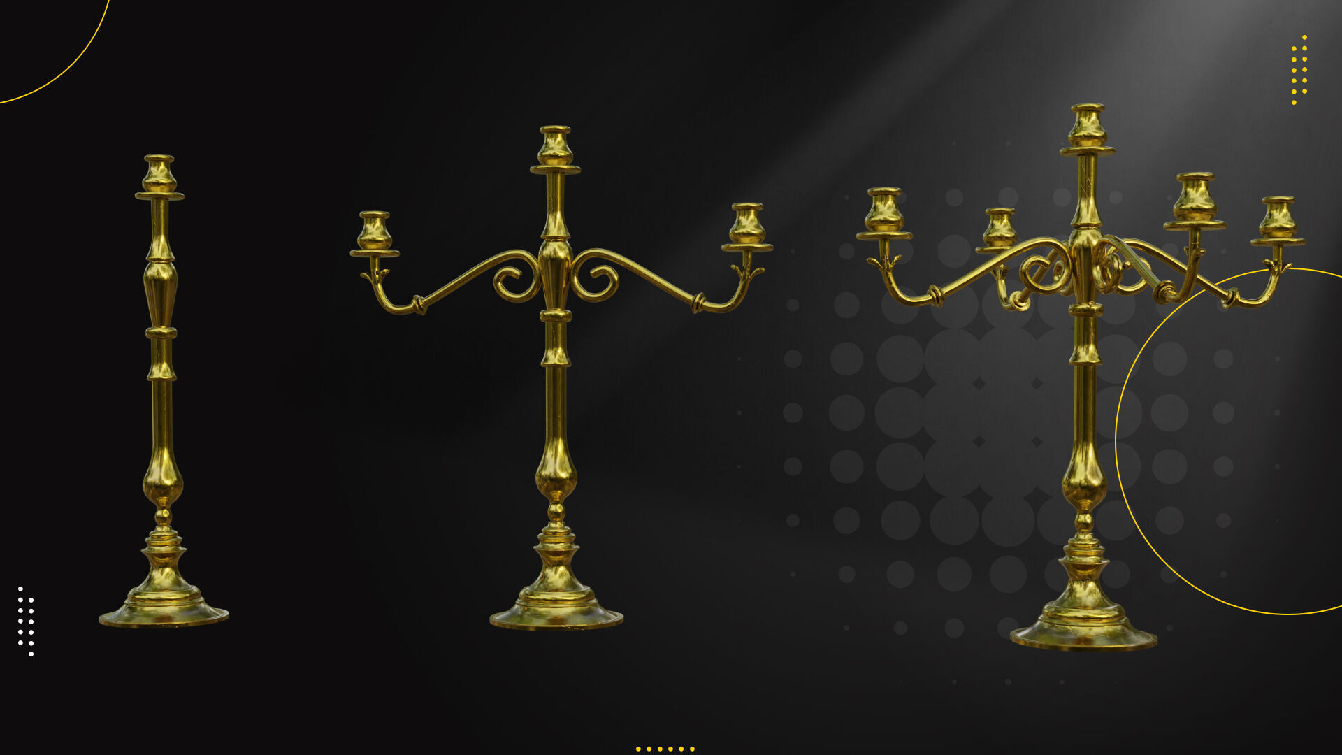 19 Old Candle Holder Low-poly 3D model_2
