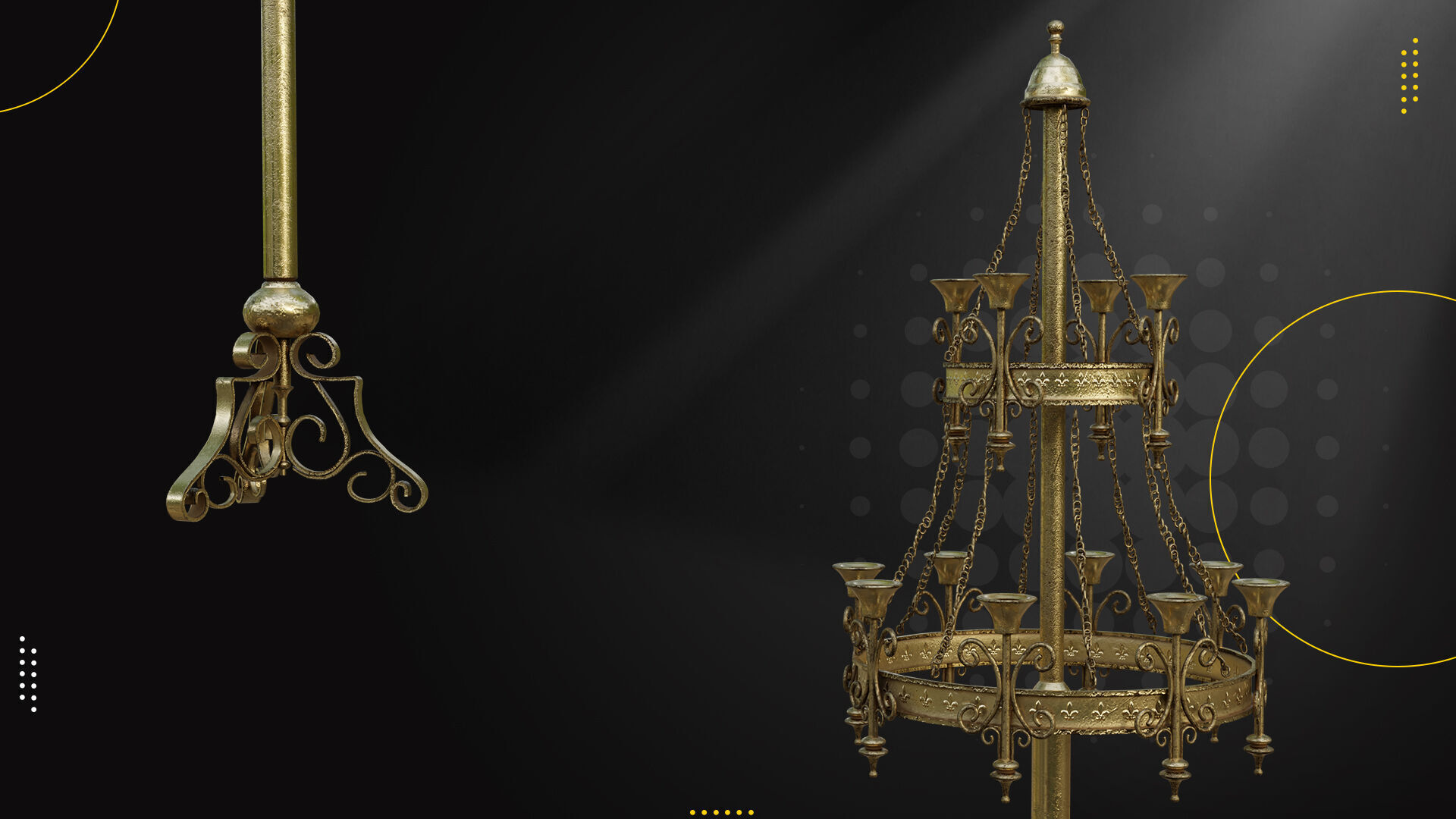 19 Old Candle Holder Low-poly 3D model_7