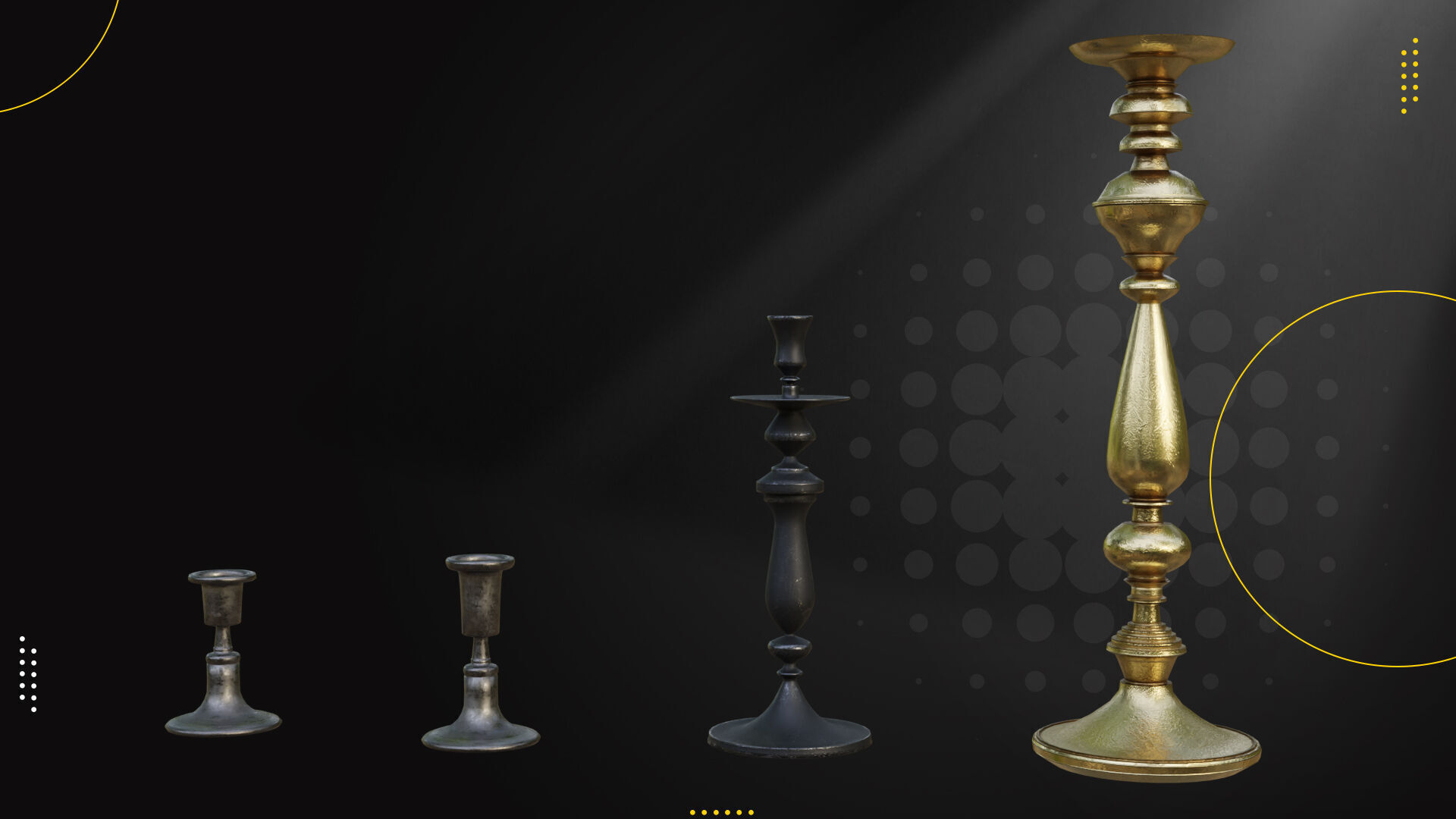 19 Old Candle Holder Low-poly 3D model_5
