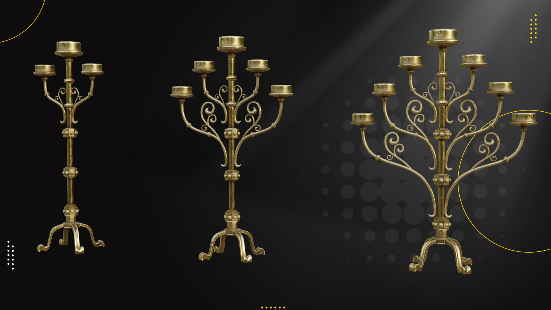 19 Old Candle Holder Low-poly 3D model_1