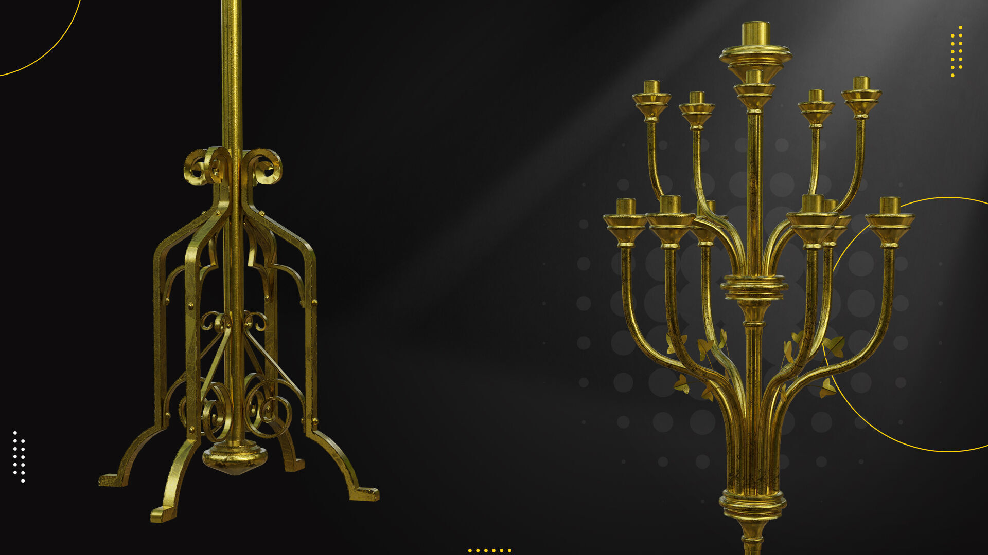 19 Old Candle Holder Low-poly 3D model_6