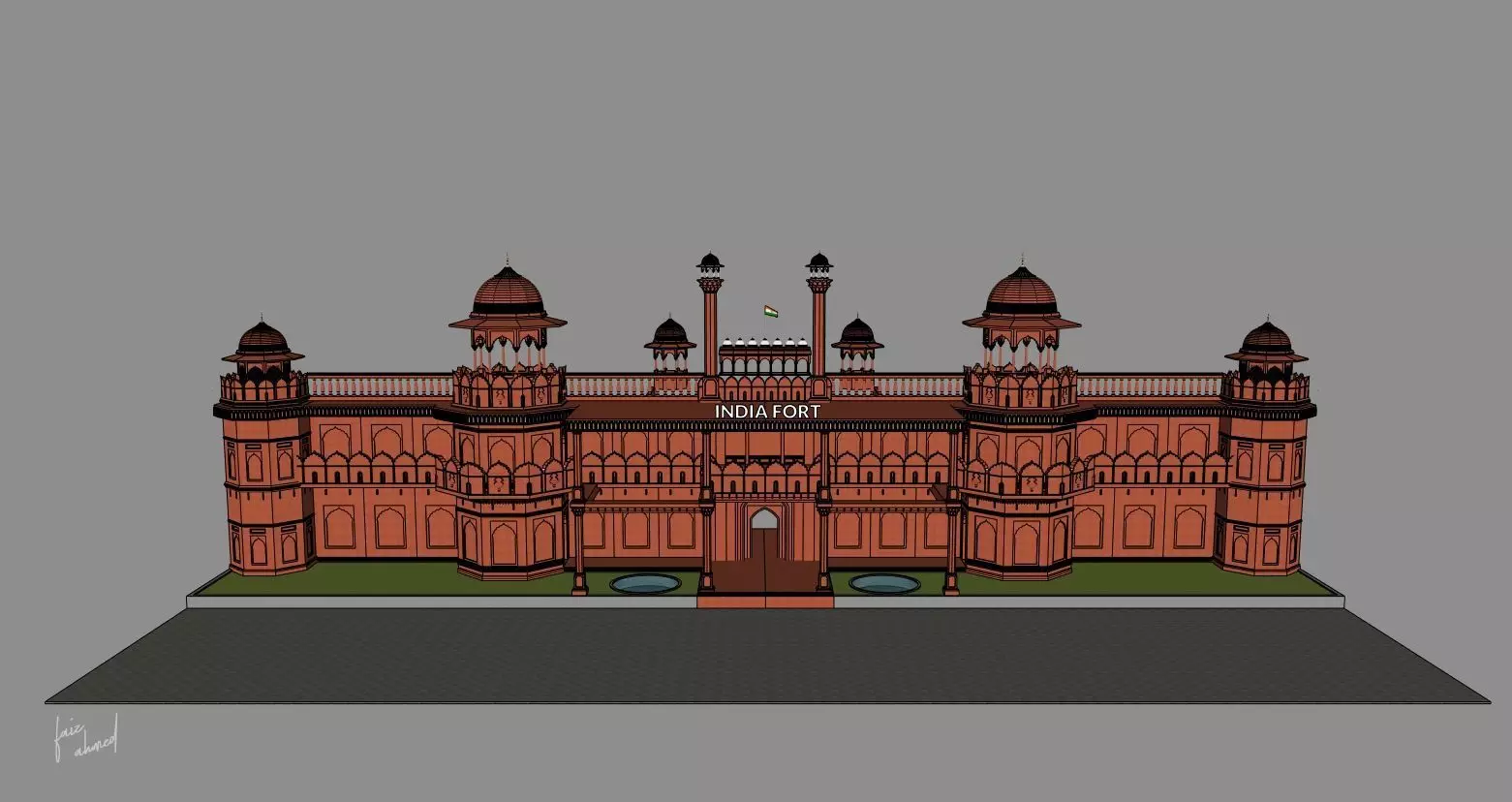 Indian Red Fort mini1 Detailed 3D model