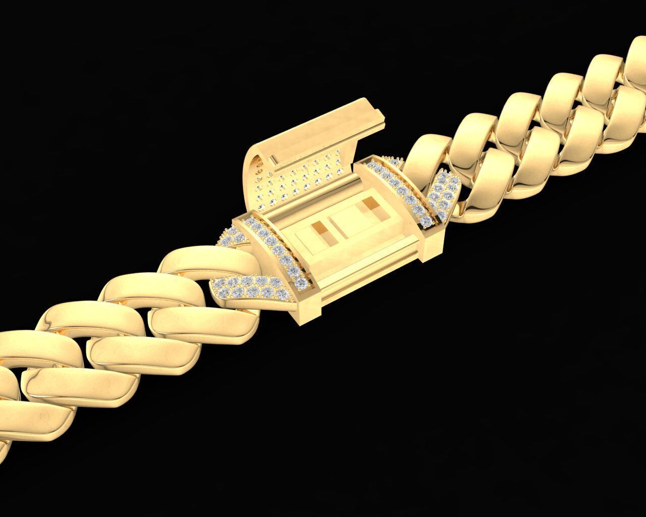 37a Diamond Miami Cuban Link Chain Bracelet For Men 3D print model_9
