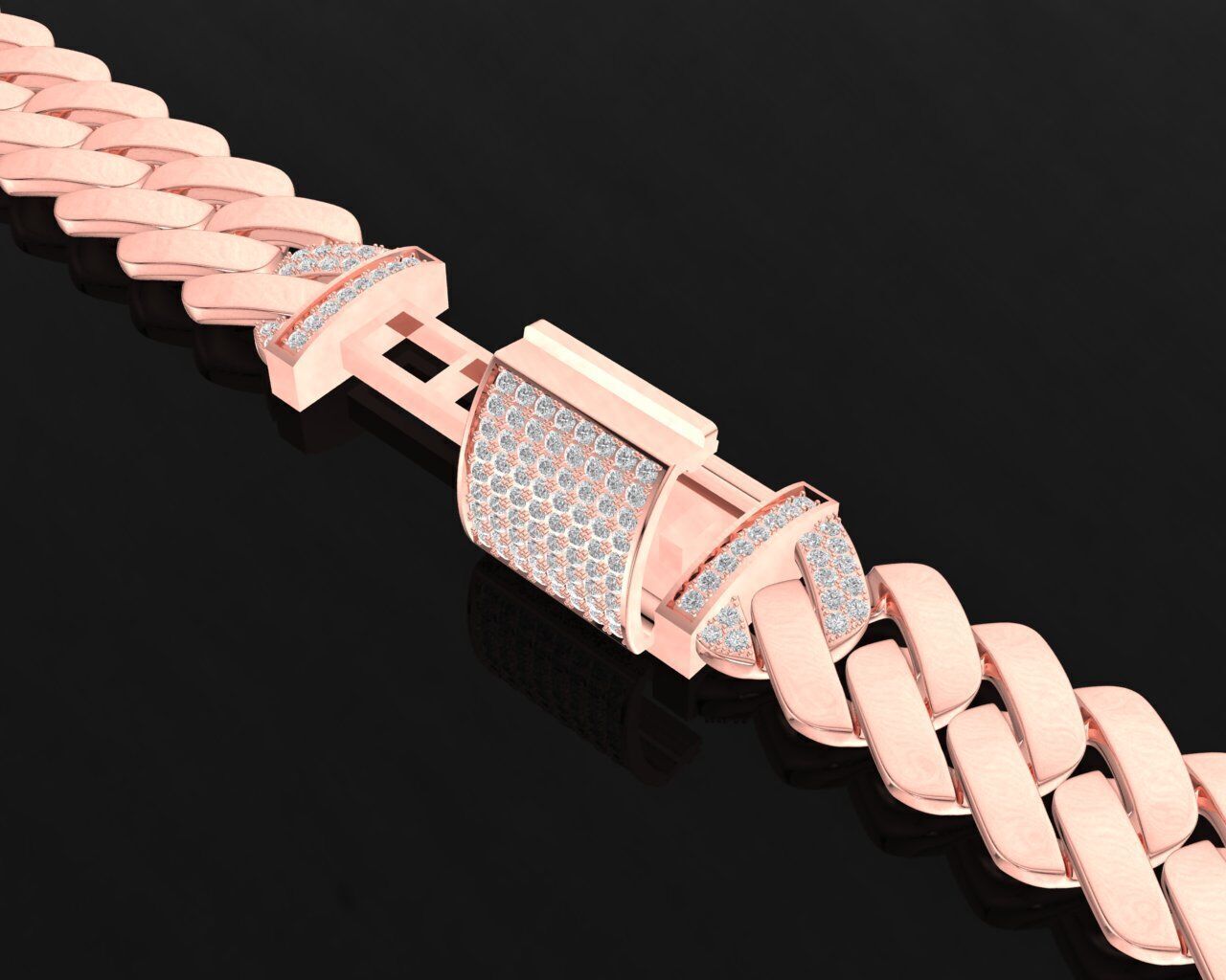 37a Diamond Miami Cuban Link Chain Bracelet For Men 3D print model_3