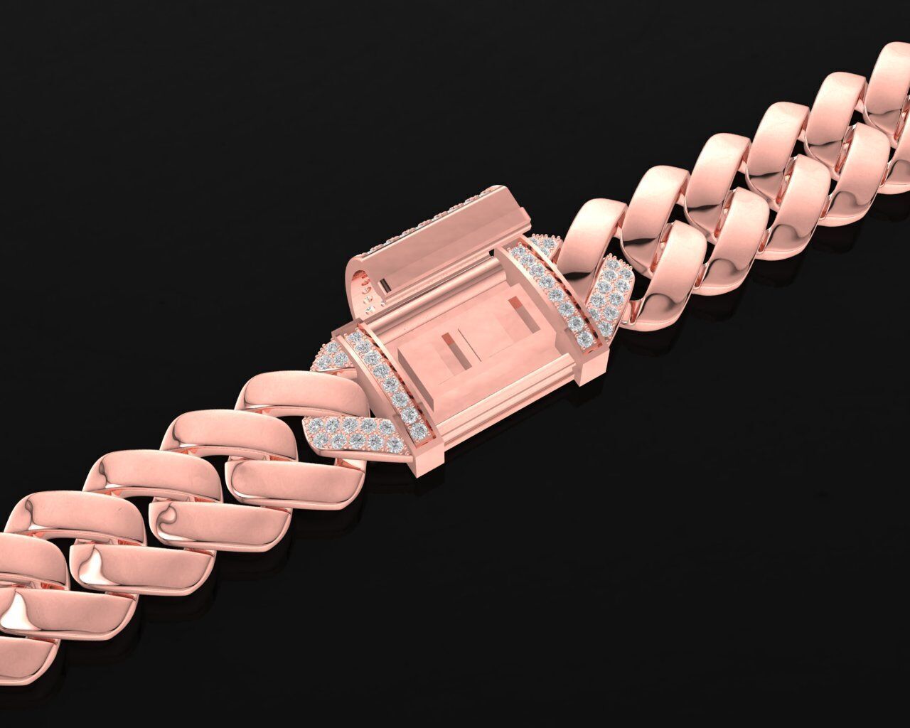 37a Diamond Miami Cuban Link Chain Bracelet For Men 3D print model_1