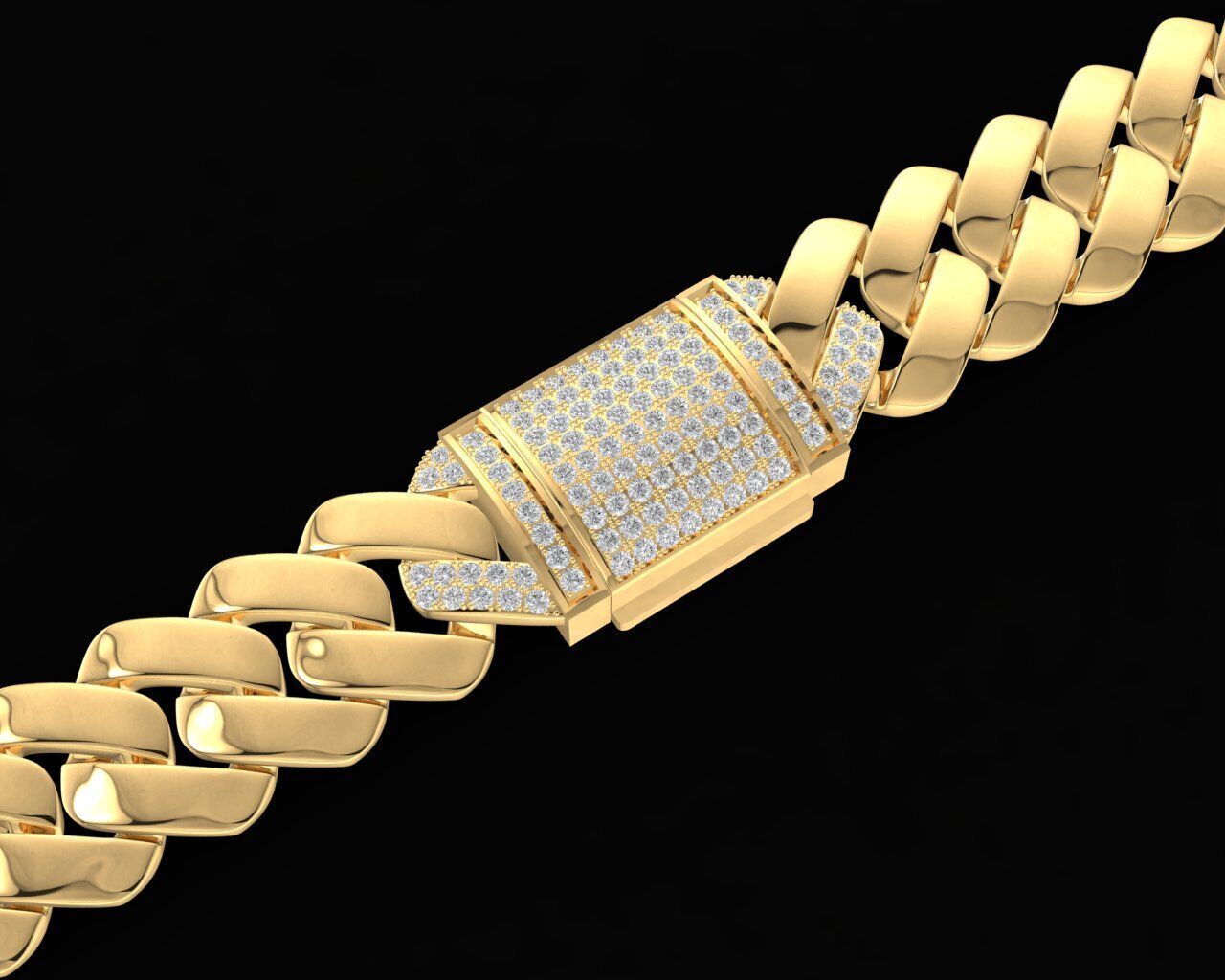 37a Diamond Miami Cuban Link Chain Bracelet For Men 3D print model_4