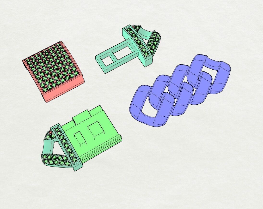 37a Diamond Miami Cuban Link Chain Bracelet For Men 3D print model_10