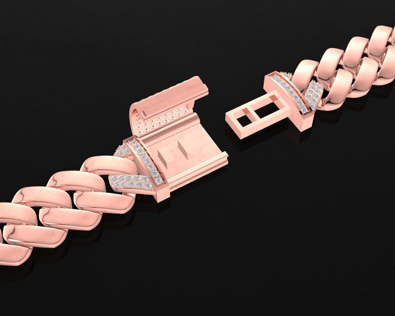 37a Diamond Miami Cuban Link Chain Bracelet For Men 3D print model_2