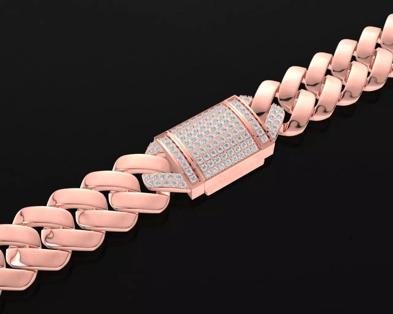 37a Diamond Miami Cuban Link Chain Bracelet For Men 3D print model_0