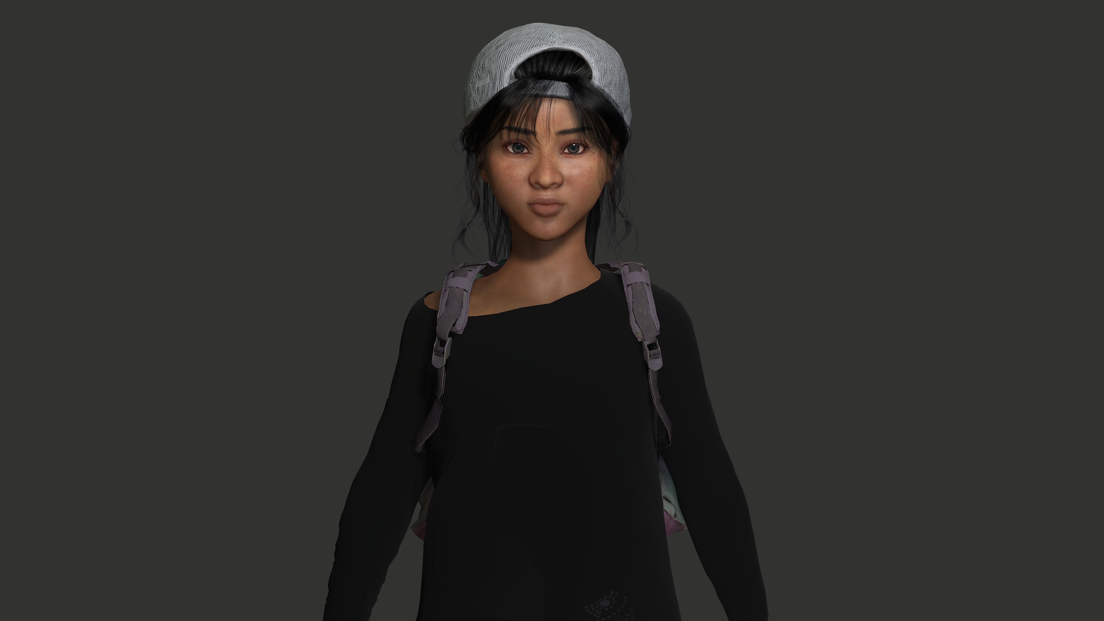 AAA 3D REALISTIC HUMAN CHARACTER - AFRICAN TEENAGE GIRL 02 Low-poly 3D model_5