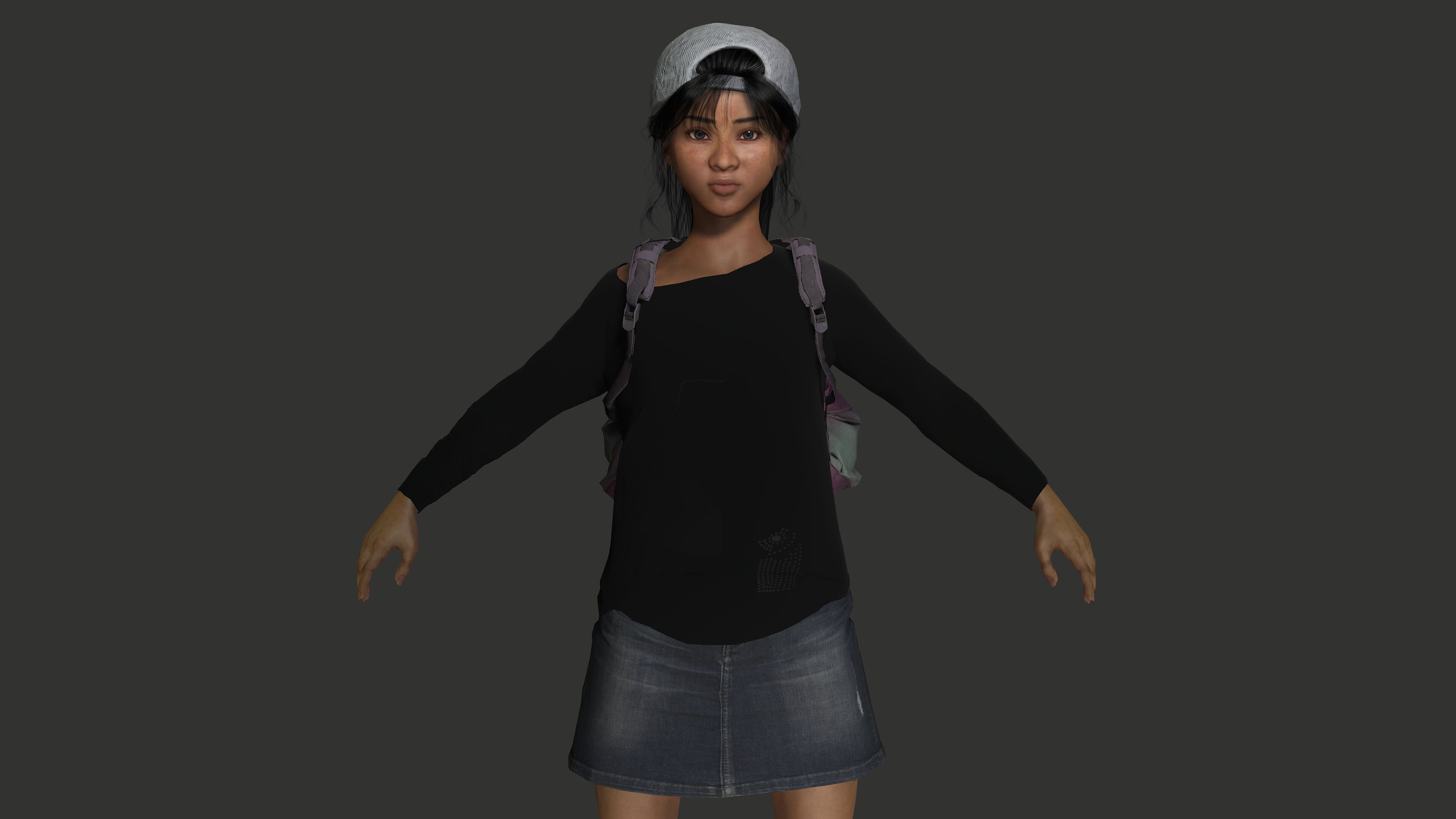 AAA 3D REALISTIC HUMAN CHARACTER - AFRICAN TEENAGE GIRL 02 Low-poly 3D model_11