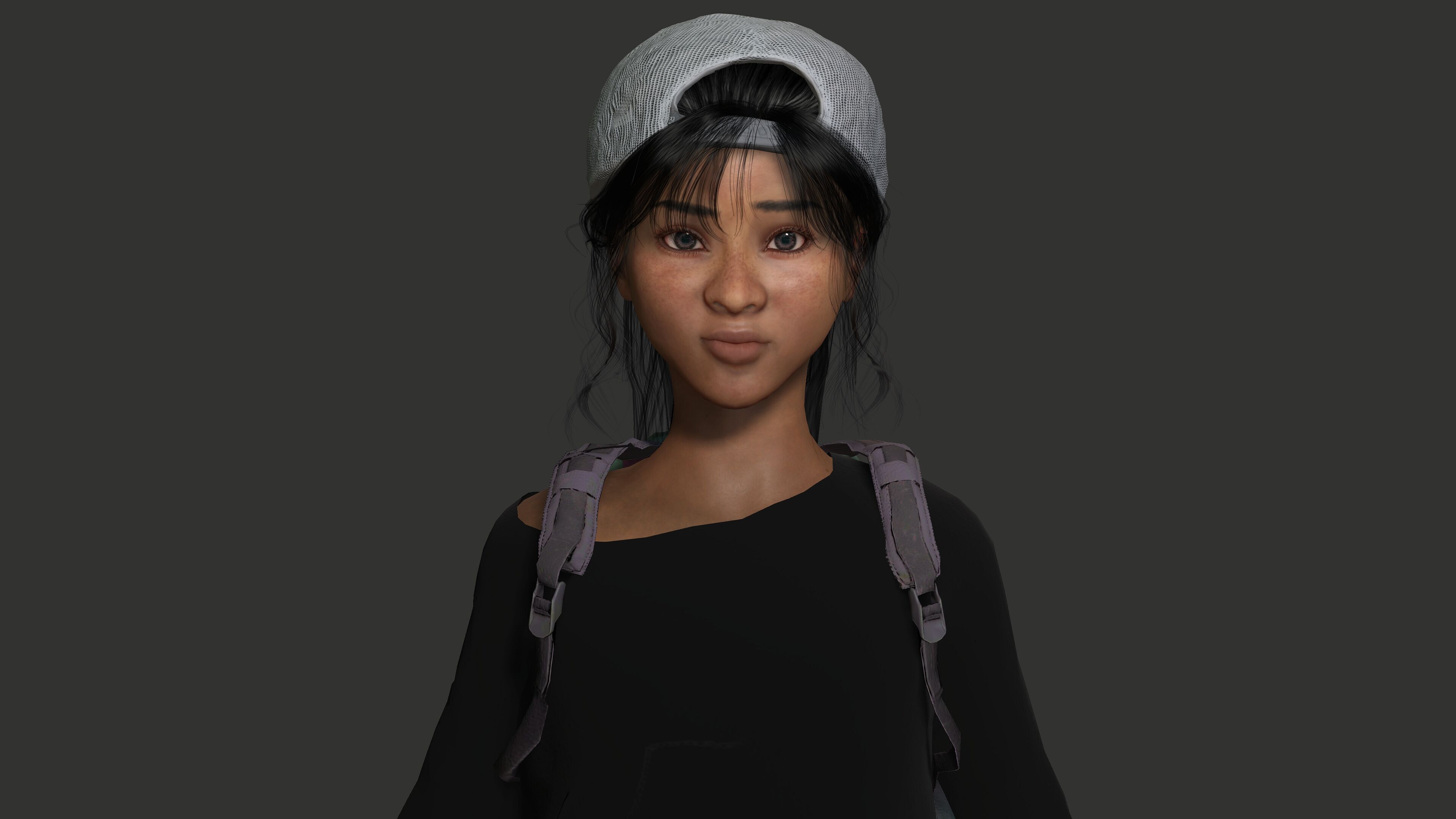 AAA 3D REALISTIC HUMAN CHARACTER - AFRICAN TEENAGE GIRL 02 Low-poly 3D model_8
