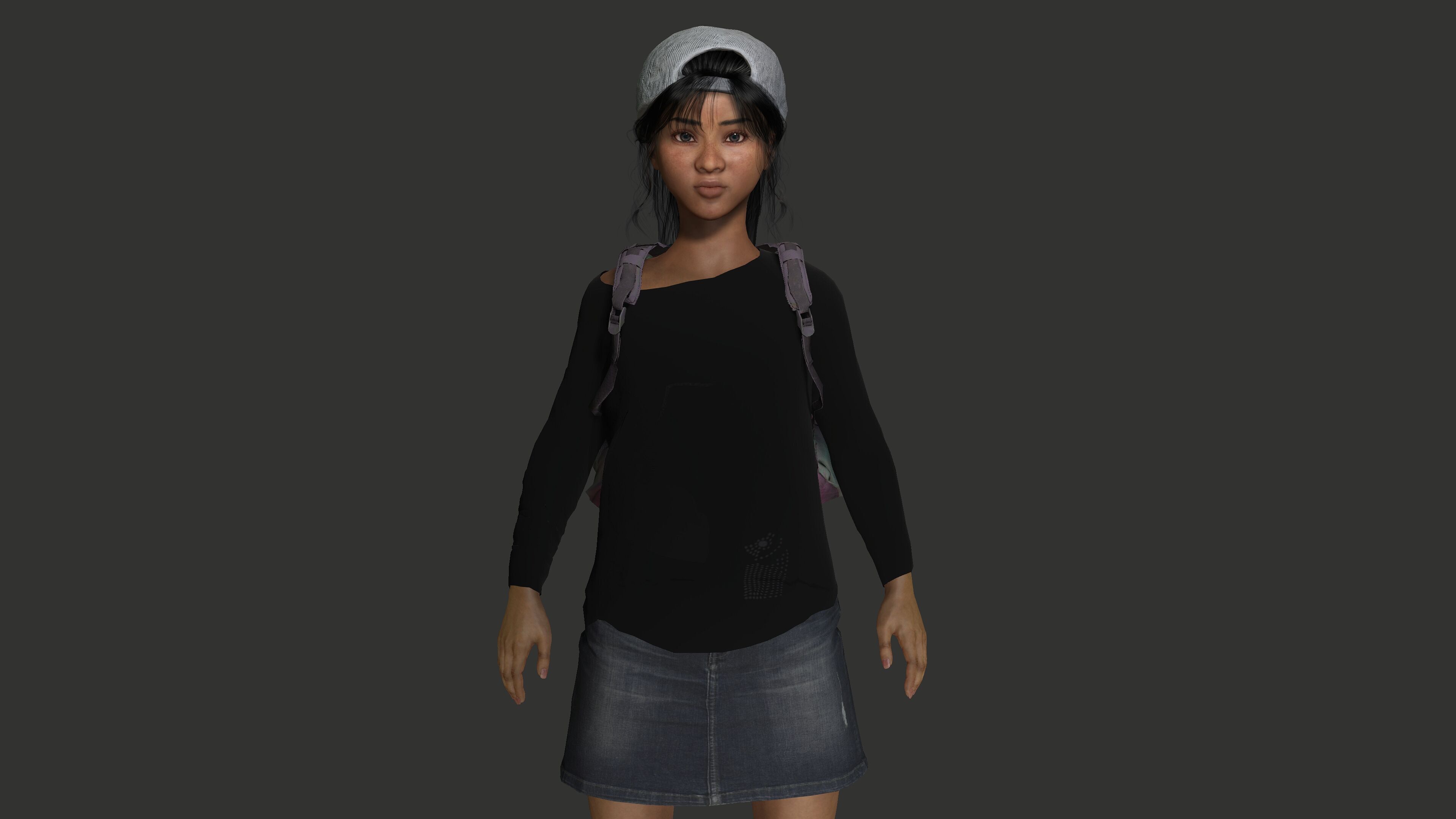 AAA 3D REALISTIC HUMAN CHARACTER - AFRICAN TEENAGE GIRL 02 Low-poly 3D model_3