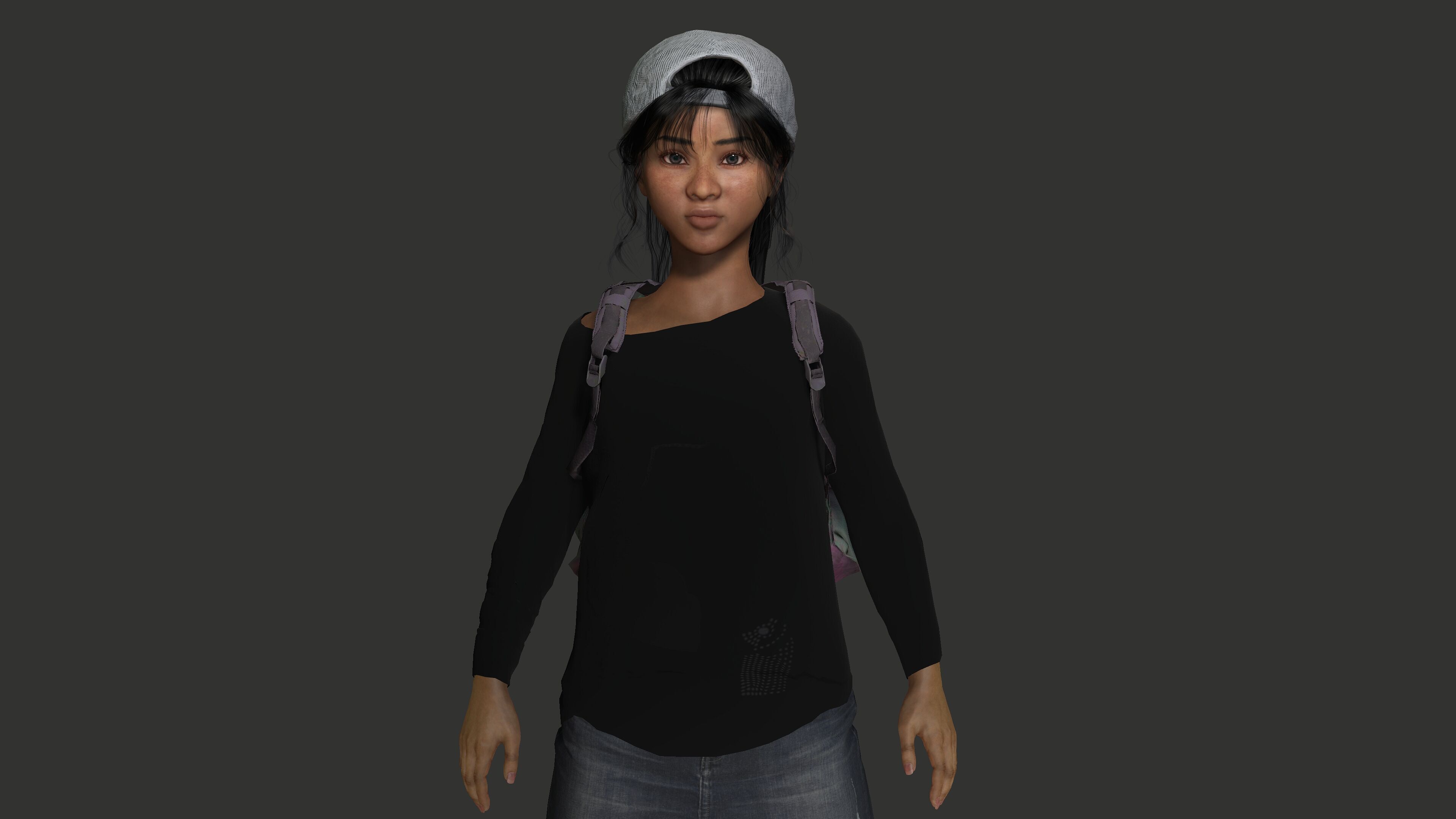 AAA 3D REALISTIC HUMAN CHARACTER - AFRICAN TEENAGE GIRL 02 Low-poly 3D model_4