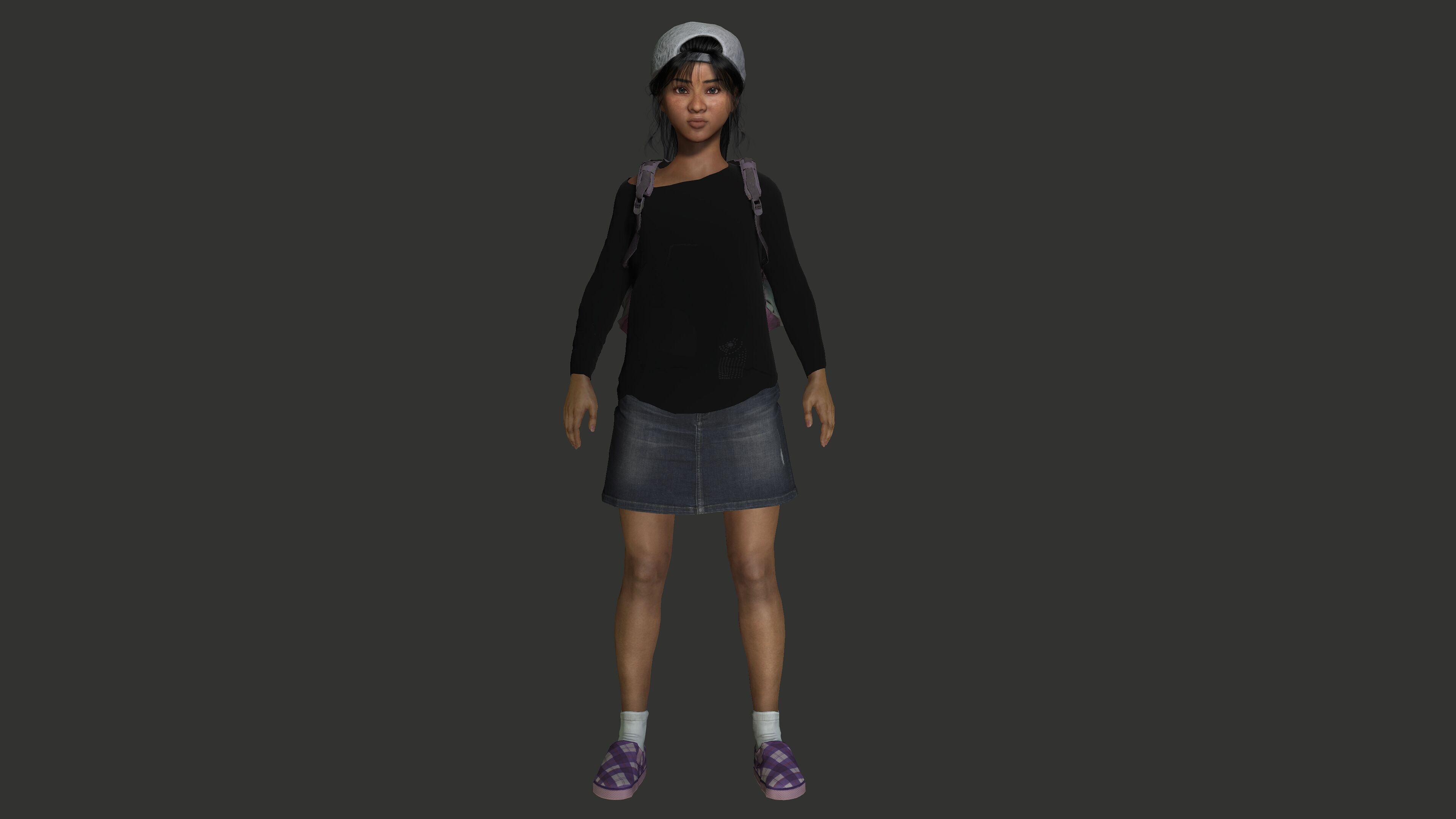 AAA 3D REALISTIC HUMAN CHARACTER - AFRICAN TEENAGE GIRL 02 Low-poly 3D model_1