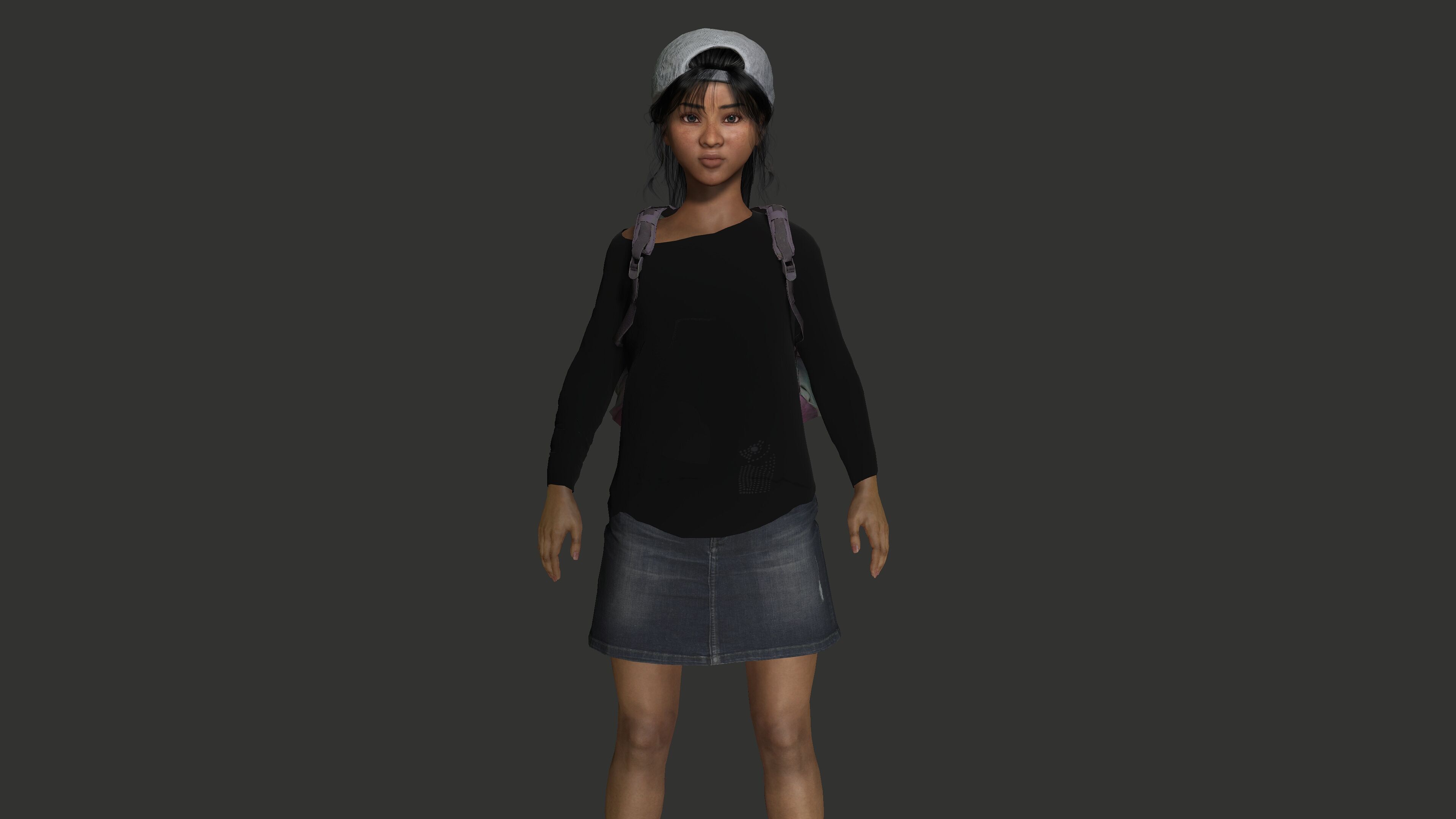 AAA 3D REALISTIC HUMAN CHARACTER - AFRICAN TEENAGE GIRL 02 Low-poly 3D model_2