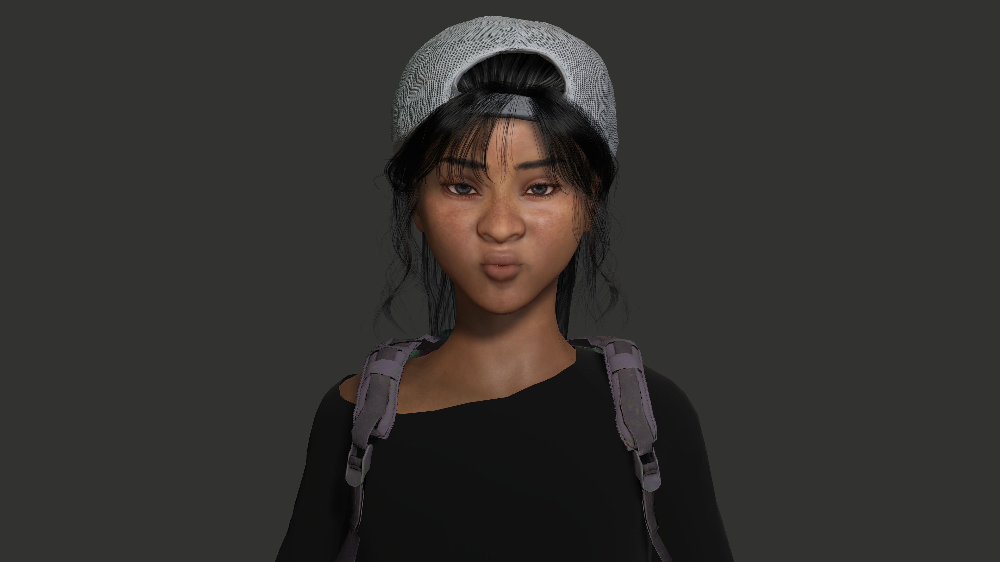 AAA 3D REALISTIC HUMAN CHARACTER - AFRICAN TEENAGE GIRL 02 Low-poly 3D model_9